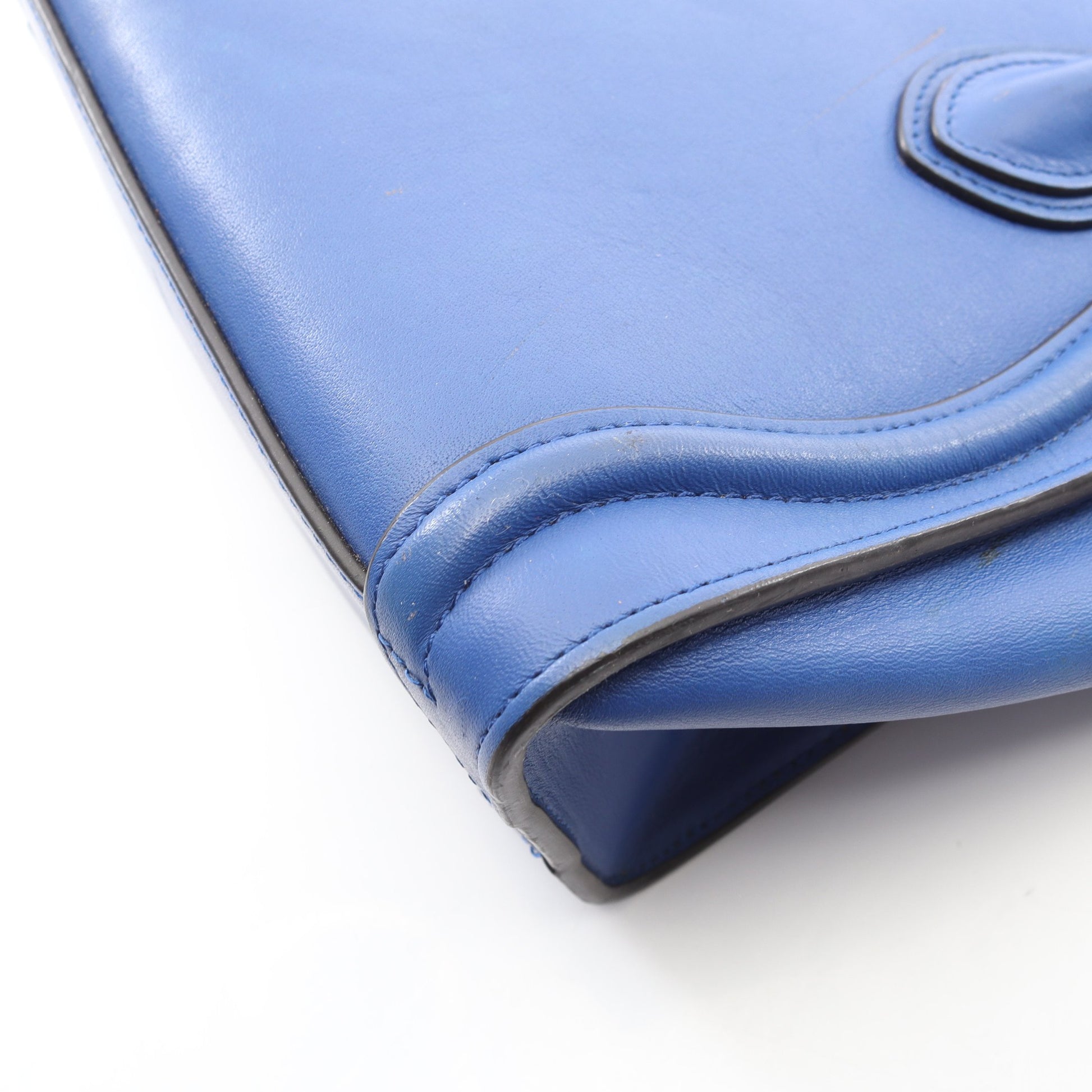 ラゲージ ナノショッパー ハンドバッグ レザー ブルー 2WAY セリーヌ バッグ CELINE
