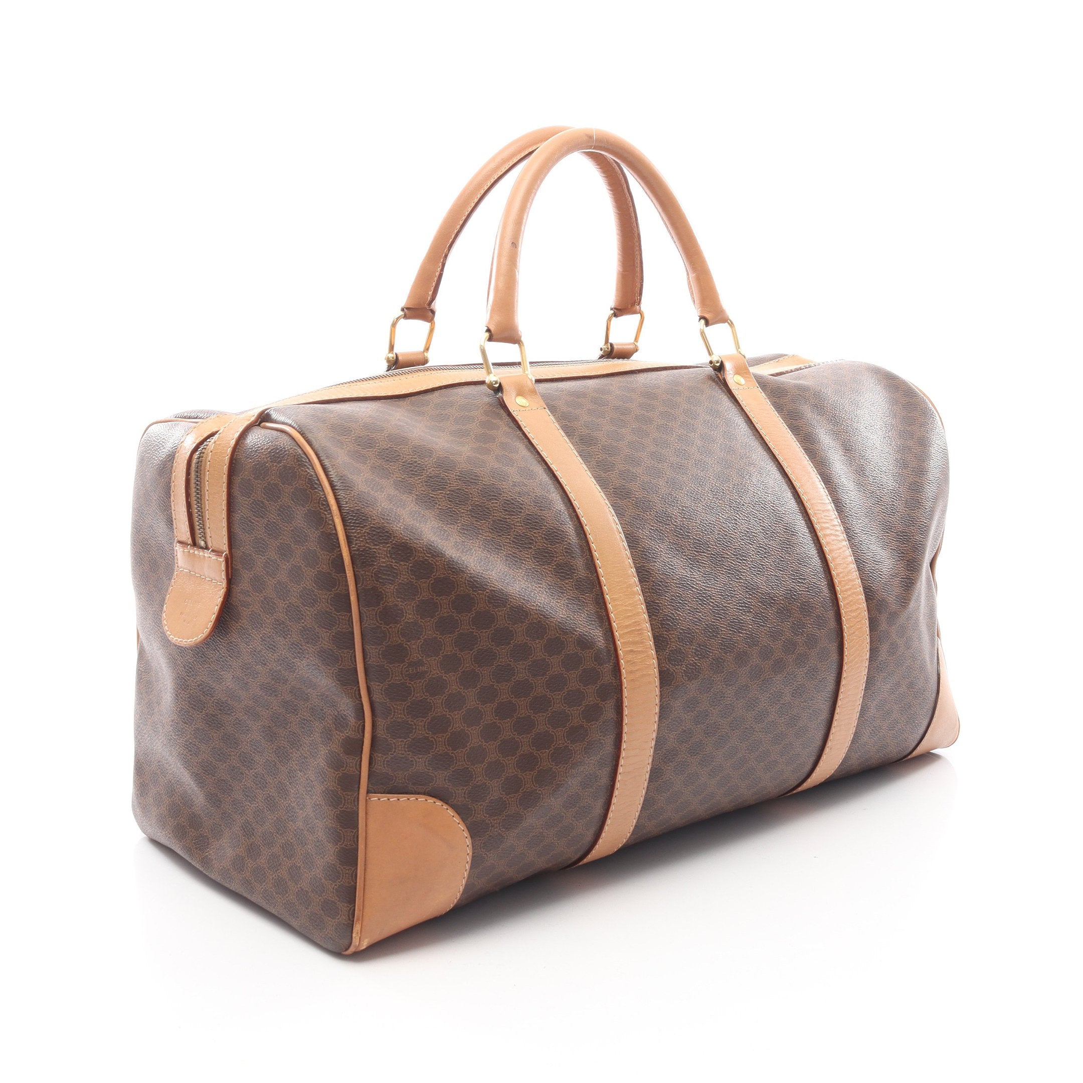 マカダム ボストンバッグ PVC レザー ダークブラウン ブラウン