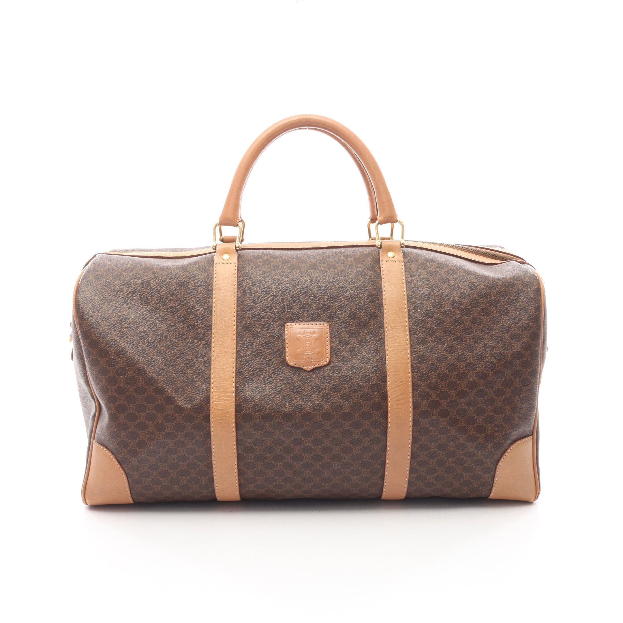 マカダム ボストンバッグ PVC レザー ダークブラウン ブラウン