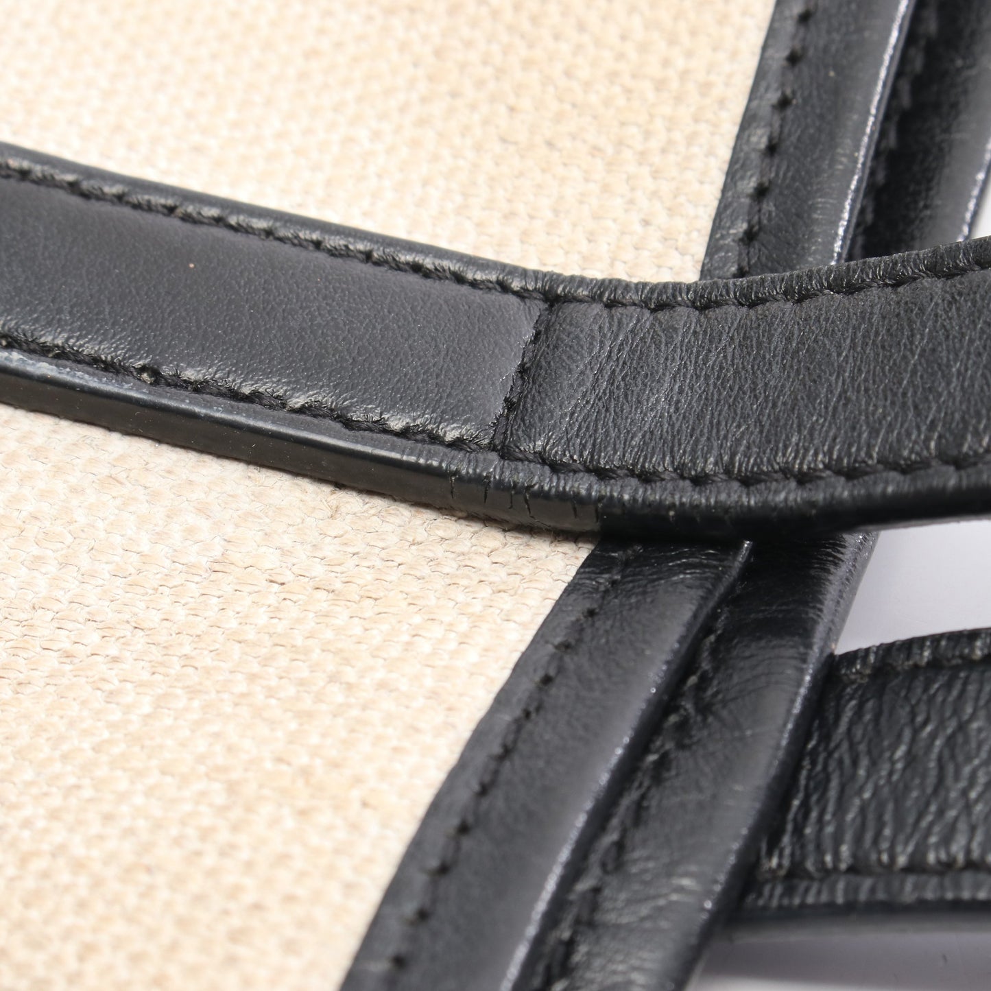 テディ ハンドバッグ トートバッグ キャンバス レザー アイボリー ブラック サンローランパリ バッグ SAINT LAURENT PARIS