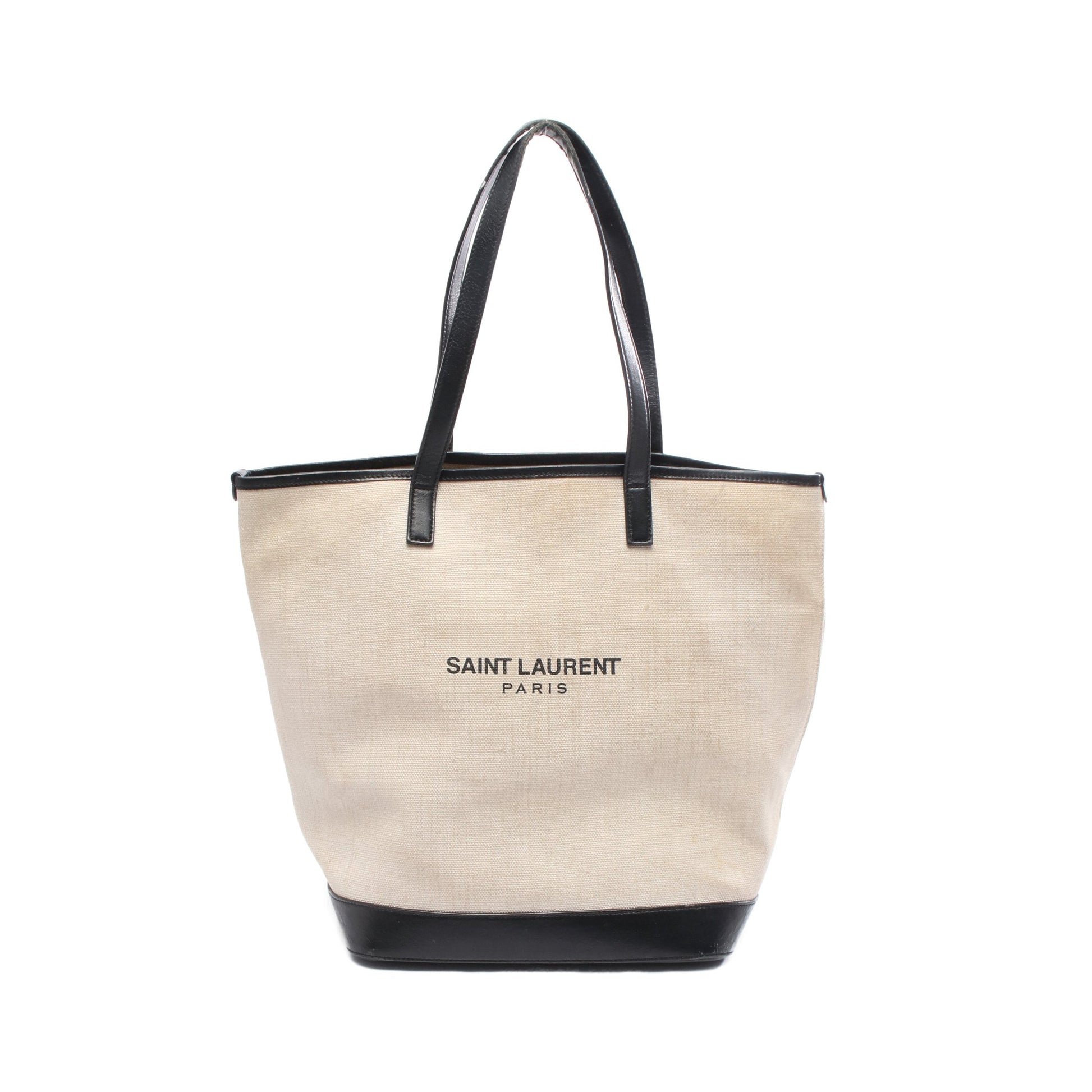 テディ ハンドバッグ トートバッグ キャンバス レザー アイボリー ブラック サンローランパリ バッグ SAINT LAURENT PARIS
