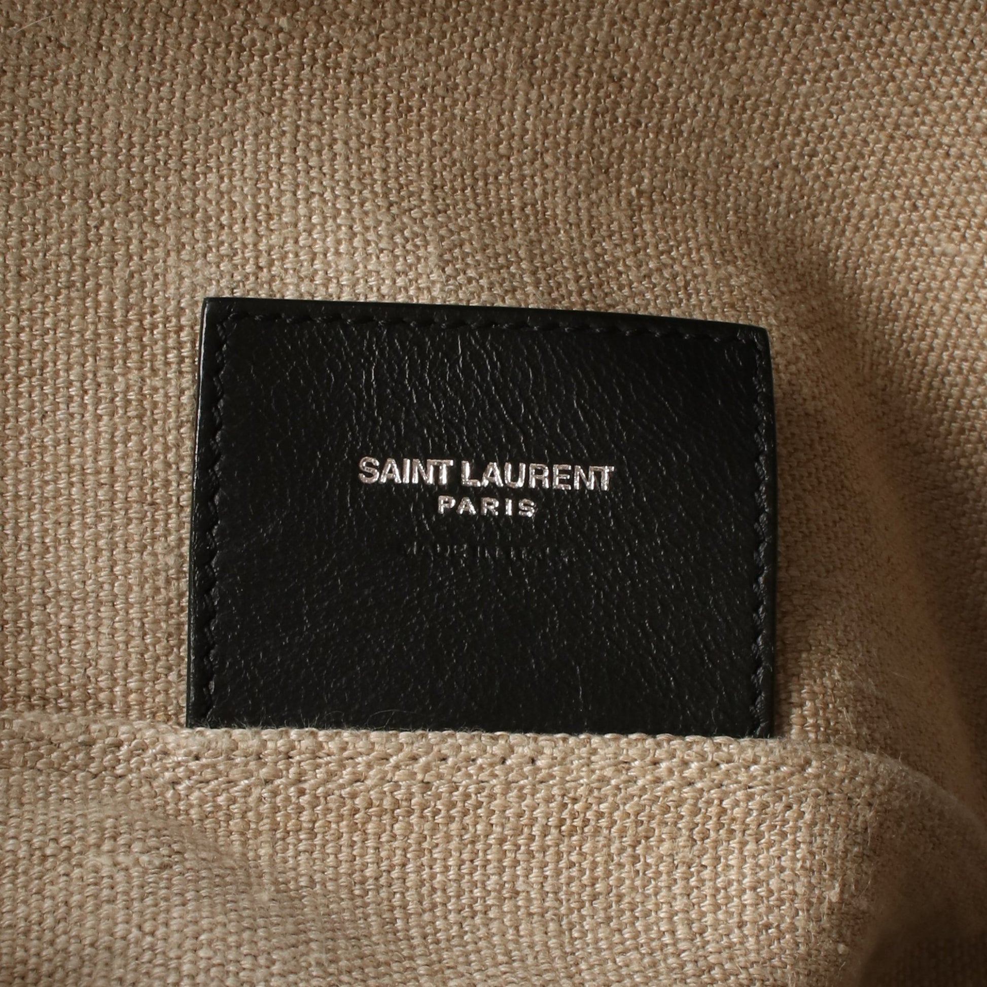 テディ ハンドバッグ トートバッグ キャンバス レザー アイボリー ブラック サンローランパリ バッグ SAINT LAURENT PARIS