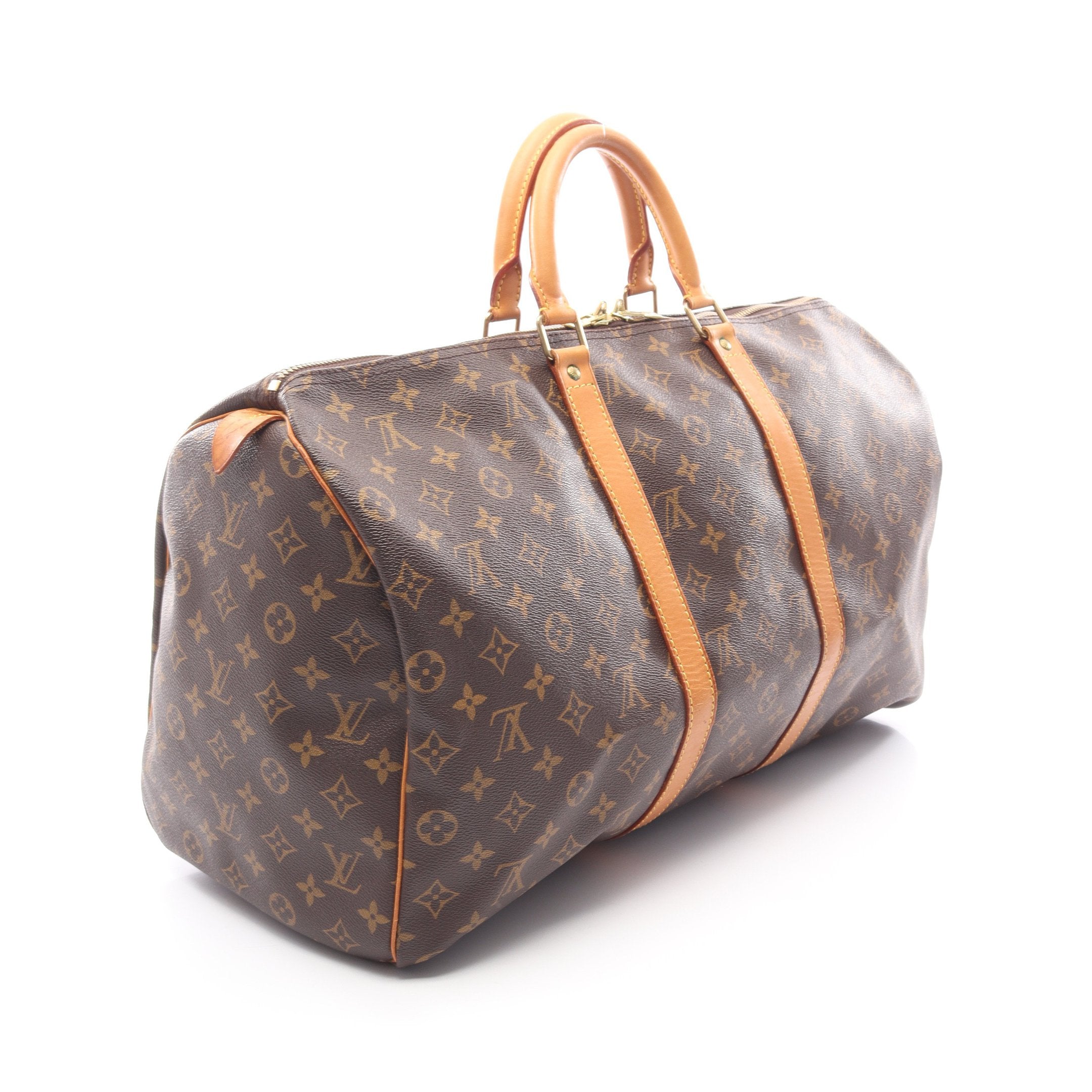 キーポル50 モノグラム ボストンバッグ PVC レザー ブラウン ルイ