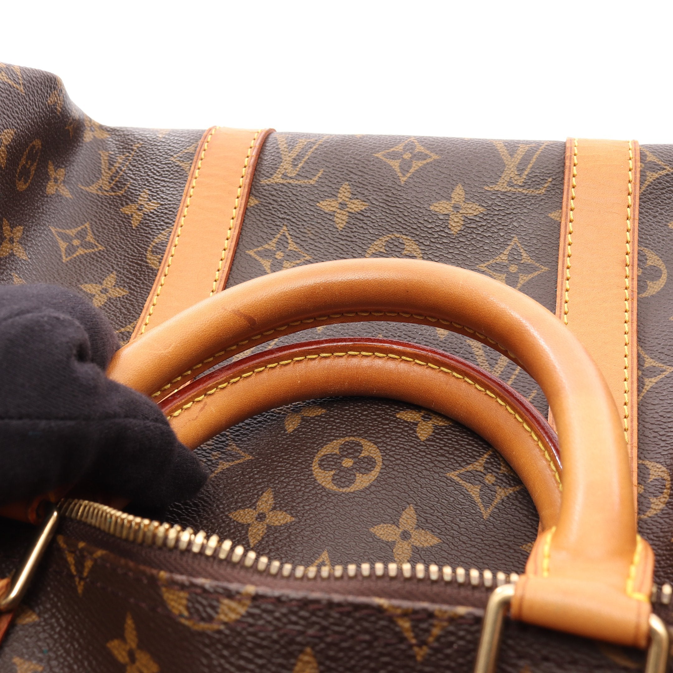 キーポル50 モノグラム ボストンバッグ PVC レザー ブラウン ルイ