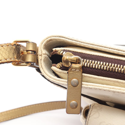 リピートアナグラム ショルダーバッグ PVC レザー オフホワイト ゴールド ロエベ バッグ LOEWE