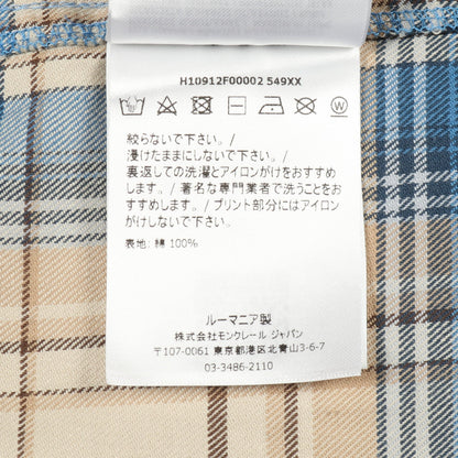 シャツ チェック コットン ベージュ ブルー モンクレール トップス MONCLER