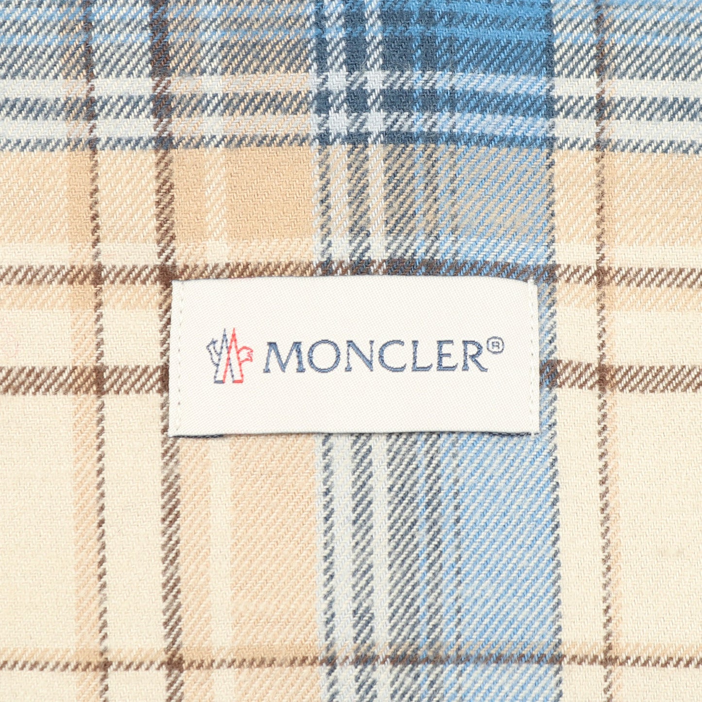 シャツ チェック コットン ベージュ ブルー モンクレール トップス MONCLER