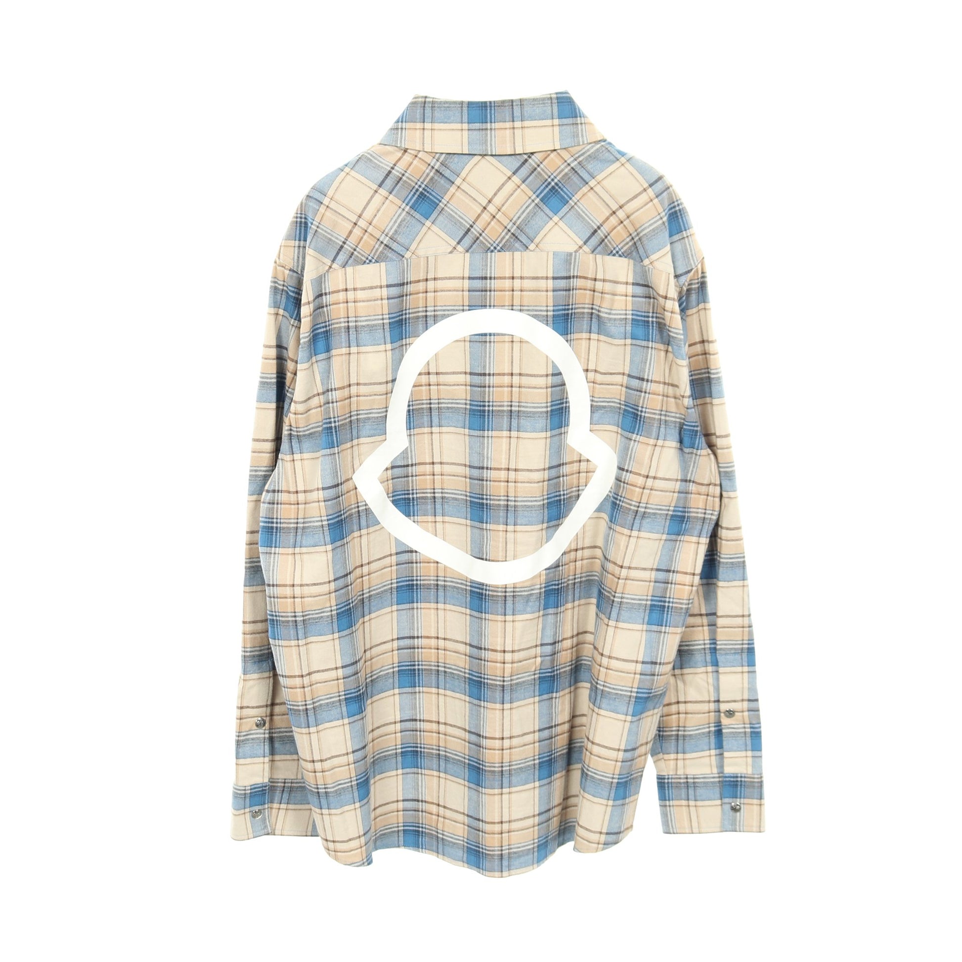 シャツ チェック コットン ベージュ ブルー モンクレール トップス MONCLER