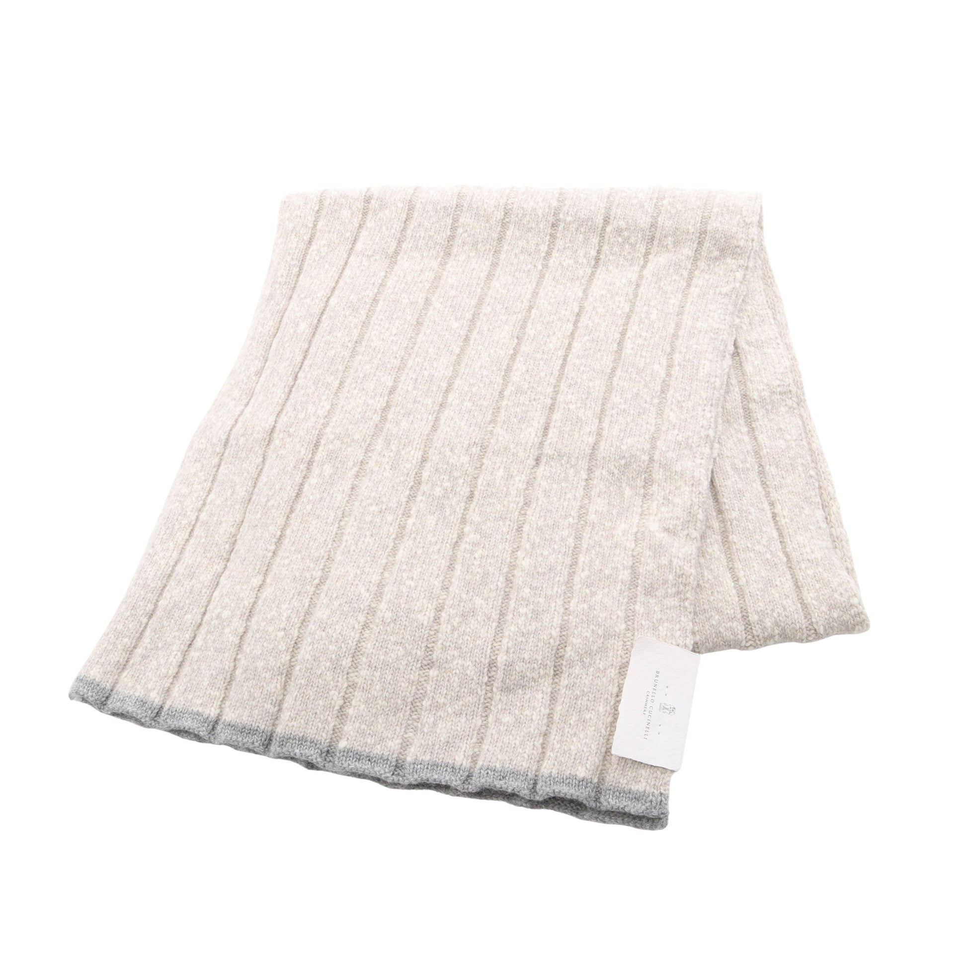マフラー リブ ウール カシミヤ グレーベージュ ブルネロクチネリ 財布・小物 BRUNELLO CUCINELLI