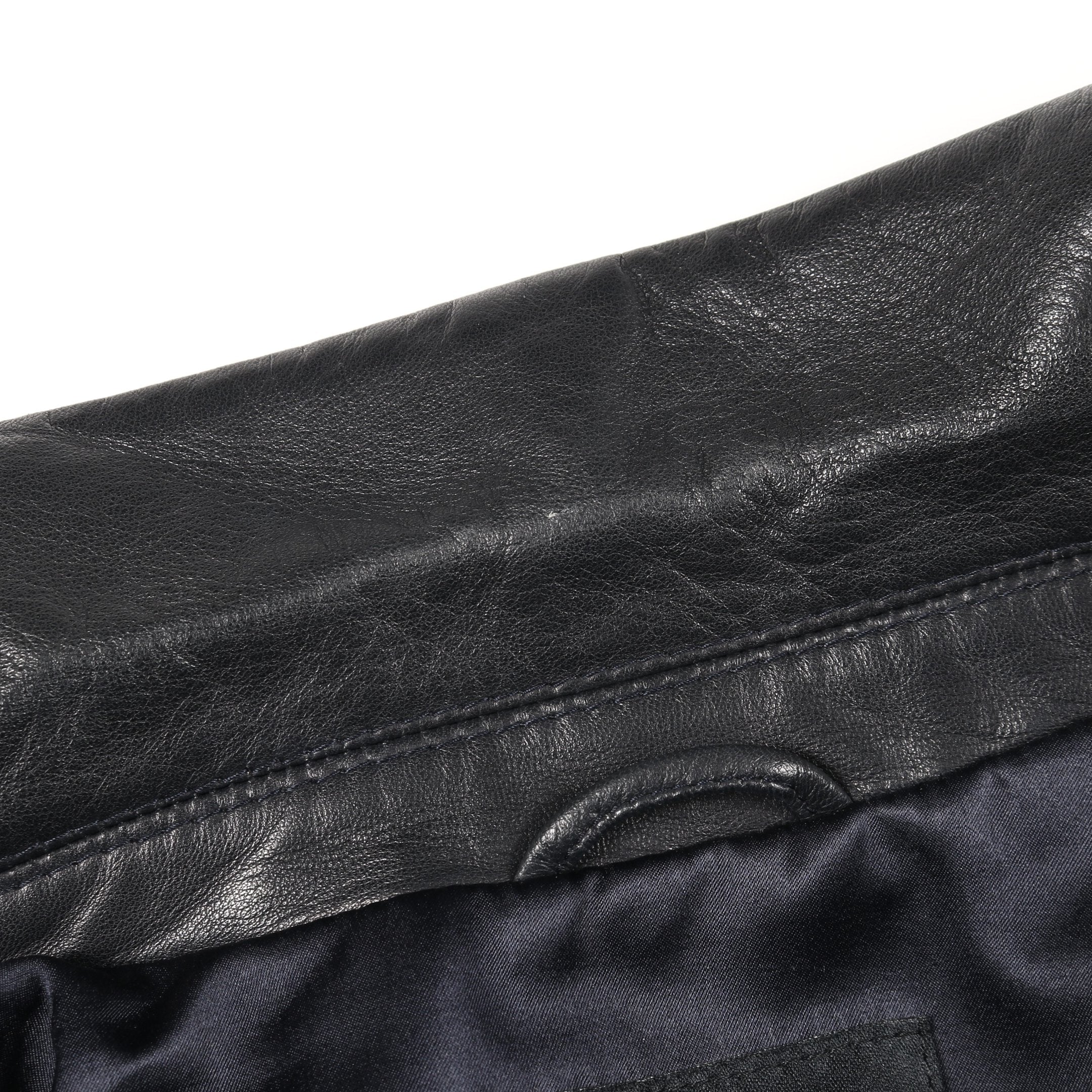 レザージャケット ラムレザー ダークネイビー ジョルジオアルマーニ