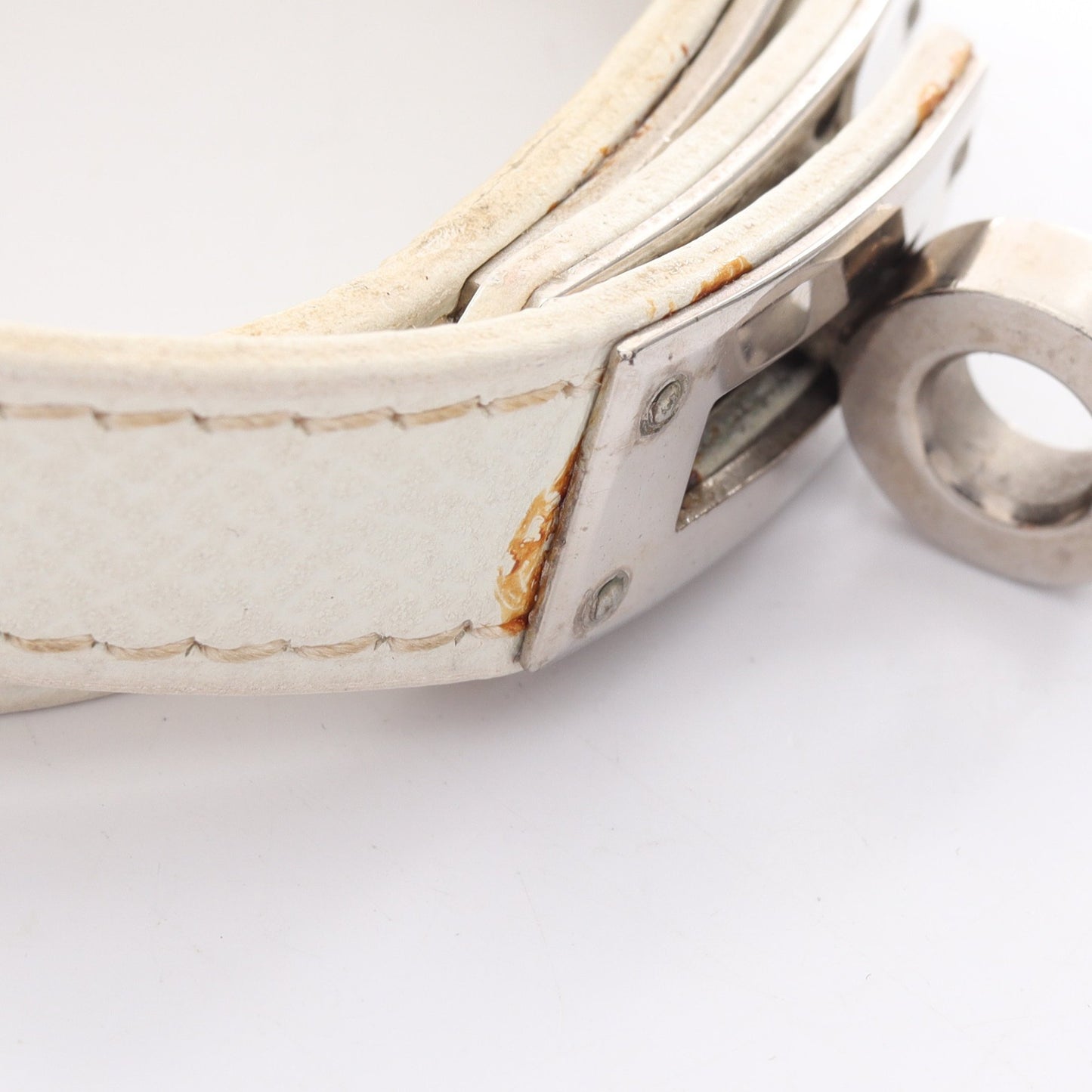 ケリー ドゥブルトゥール ブレスレット レザー ホワイト □I刻印 エルメス アクセサリー HERMES