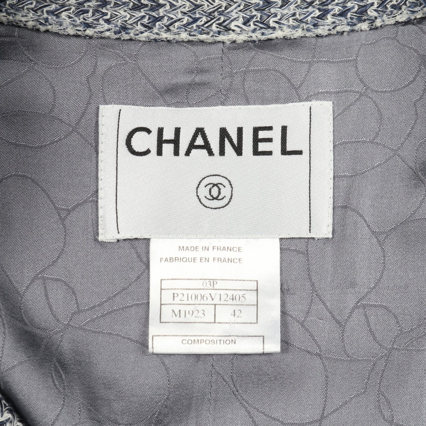 ツイードジャケット テーラードジャケット リネン コットン ネイビー ホワイト 03P シャネル アウター CHANEL
