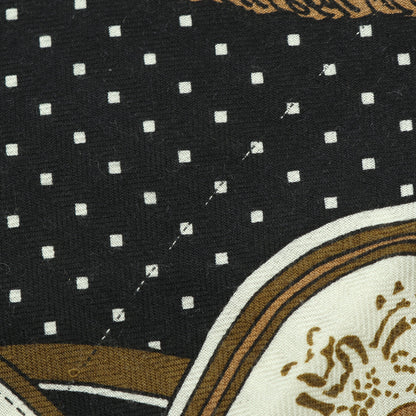 カレジェアン カレ140 HARNAIS DE COUR Bandana スカーフ ショール カシミヤ シルク ブラック カーキブラウン エルメス 財布・小物 HERMES