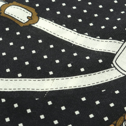カレジェアン カレ140 HARNAIS DE COUR Bandana スカーフ ショール カシミヤ シルク ブラック カーキブラウン エルメス 財布・小物 HERMES