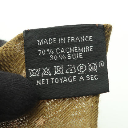 カレジェアン カレ140 HARNAIS DE COUR Bandana スカーフ ショール カシミヤ シルク ブラック カーキブラウン エルメス 財布・小物 HERMES