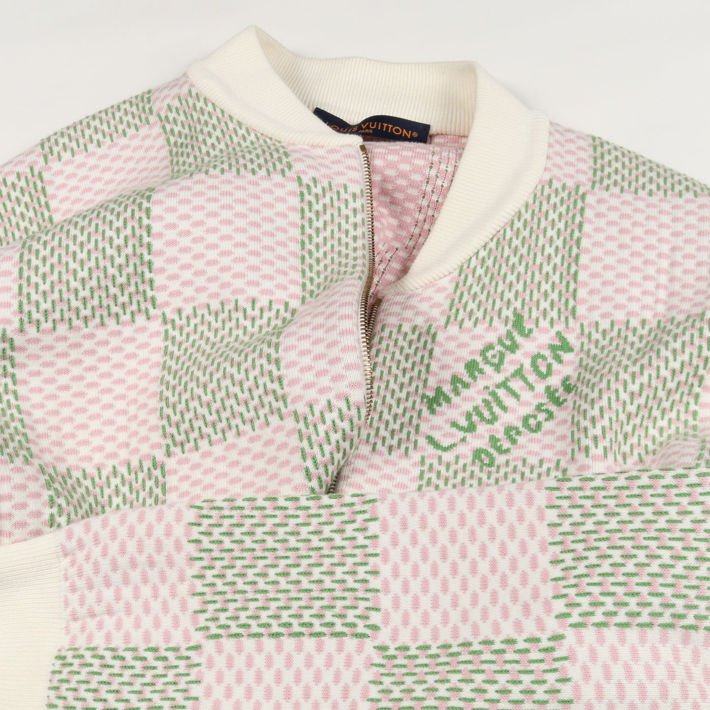 ダミエジャカード ジップスルー ブルゾン コットン オフホワイト ピンク グリーン ルイヴィトン アウター LOUIS VUITTON