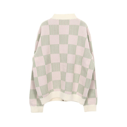 ダミエジャカード ジップスルー ブルゾン コットン オフホワイト ピンク グリーン ルイヴィトン アウター LOUIS VUITTON