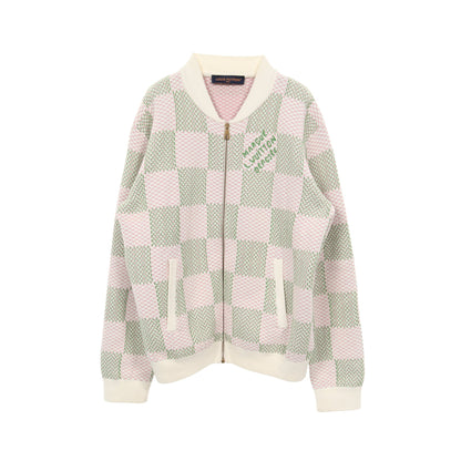 ダミエジャカード ジップスルー ブルゾン コットン オフホワイト ピンク グリーン ルイヴィトン アウター LOUIS VUITTON