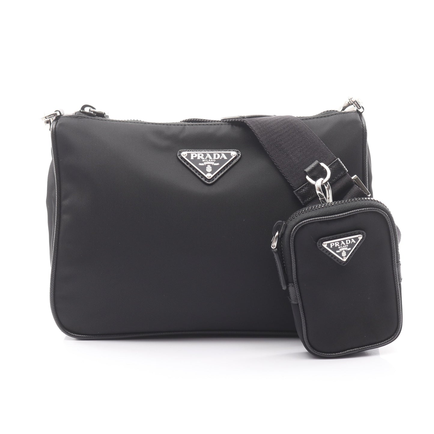 TESSUTO+SAFFIANO Re-nylon ショルダーバッグ ナイロン サフィアーノレザー ブラック プラダ バッグ PRADA