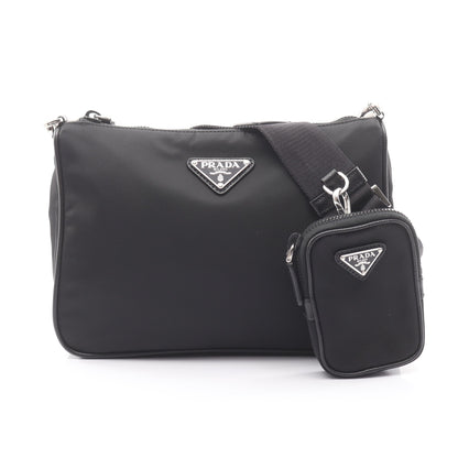 TESSUTO+SAFFIANO Re-nylon ショルダーバッグ ナイロン サフィアーノレザー ブラック プラダ バッグ PRADA