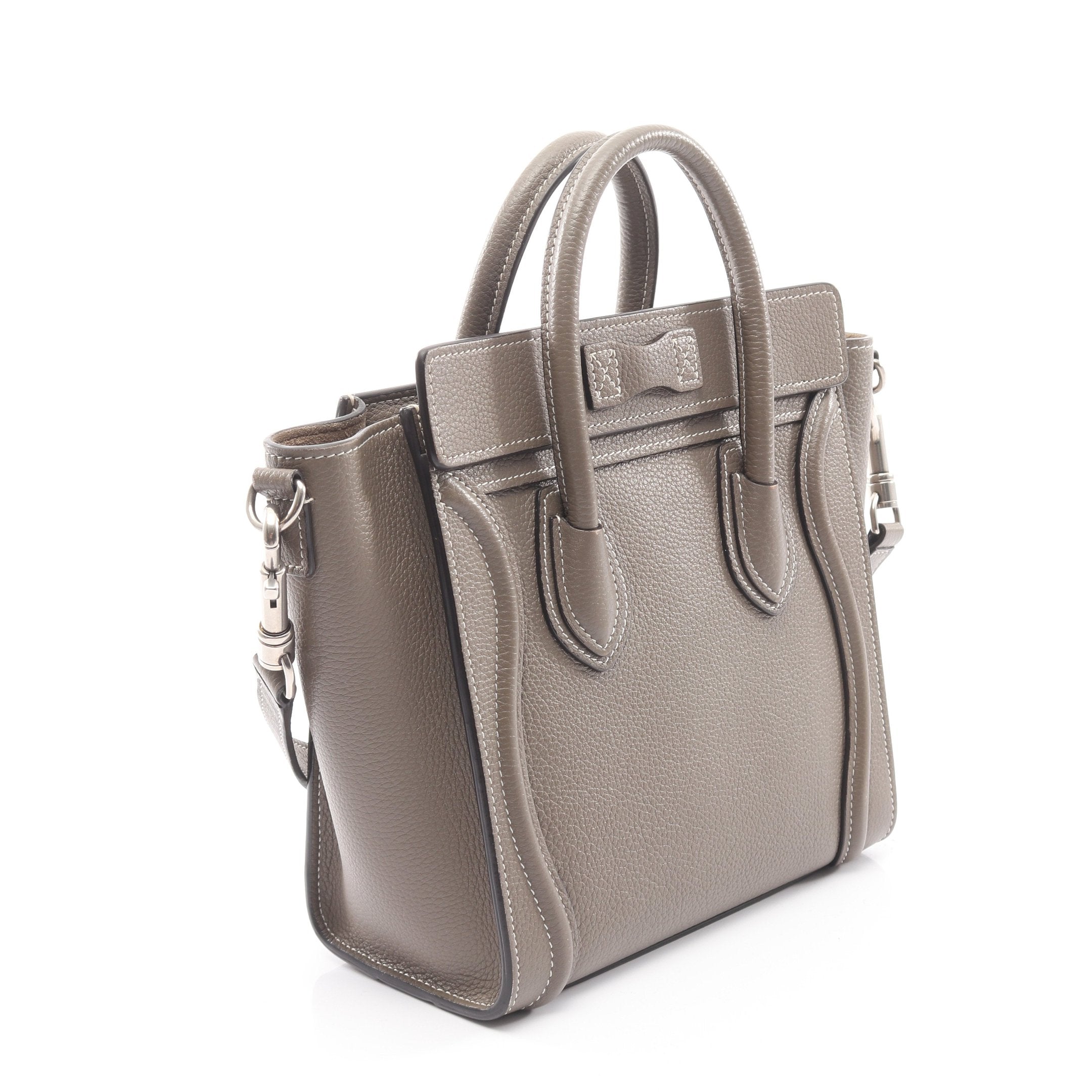 CÉLINE セリーヌ ラゲージ ナノショッパー レザー 2WAYグレージュ 中古・古着通販】CELINE (セリーヌ) ラゲージ ナノショッパー