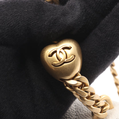 マトラッセ Wチェーンショルダーバッグ キャビアスキン オフホワイト ゴールド金具 シャネル バッグ CHANEL