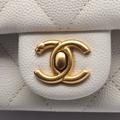 マトラッセ Wチェーンショルダーバッグ キャビアスキン オフホワイト ゴールド金具 シャネル バッグ CHANEL