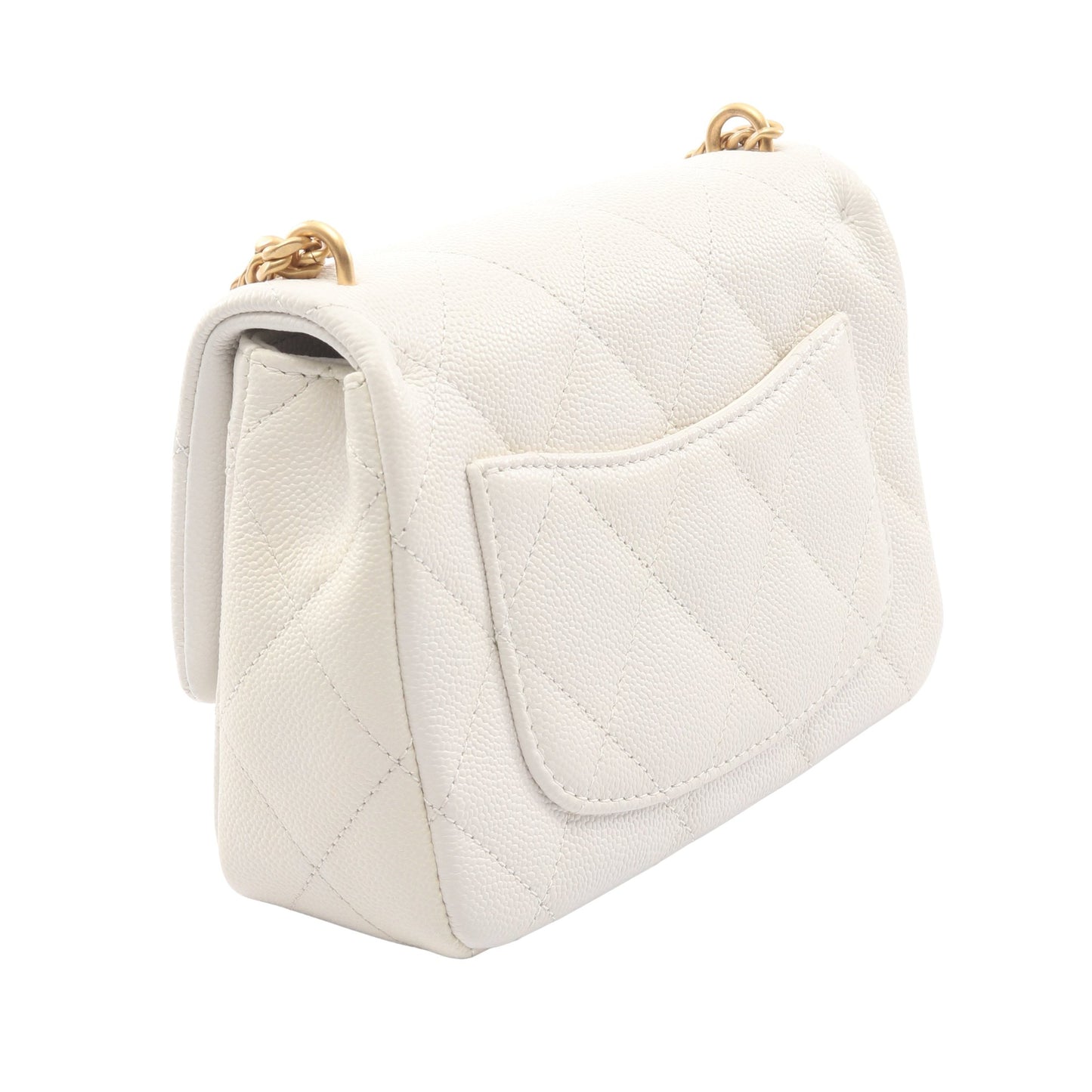 マトラッセ Wチェーンショルダーバッグ キャビアスキン オフホワイト ゴールド金具 シャネル バッグ CHANEL