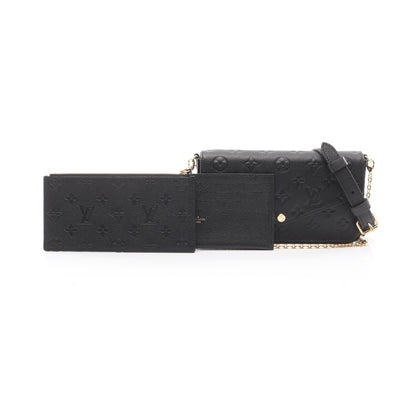 ポシェット フェリシー モノグラムアンプラント ノワール チェーンウォレット レザー ブラック 2WAY 別売りショルダーストラップ付き ルイヴィトン バッグ LOUIS VUITTON
