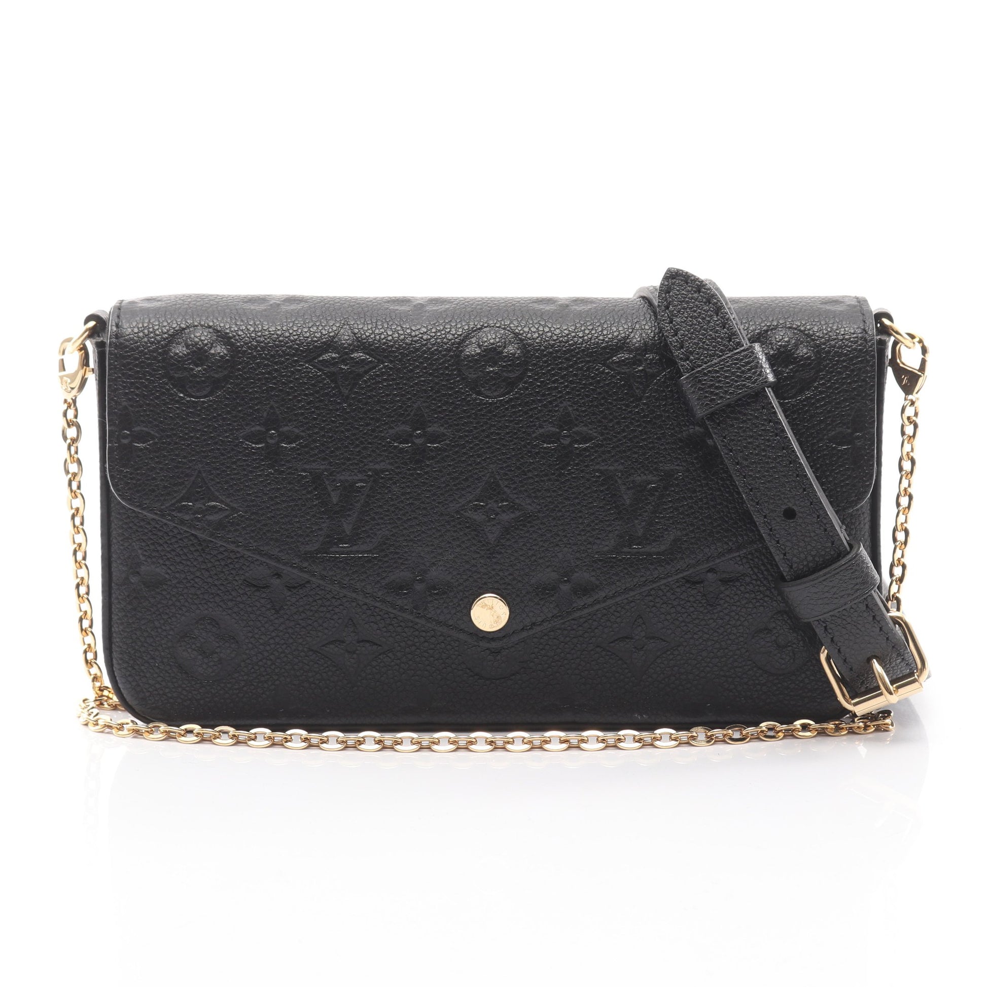 ポシェット フェリシー モノグラムアンプラント ノワール チェーンウォレット レザー ブラック 2WAY 別売りショルダーストラップ付き ルイヴィトン バッグ LOUIS VUITTON