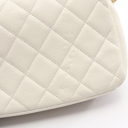 マトラッセ チェーンショルダーバッグ キャビアスキン ホワイト ゴールド金具 シャネル バッグ CHANEL