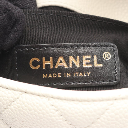マトラッセ チェーンショルダーバッグ キャビアスキン ホワイト ゴールド金具 シャネル バッグ CHANEL