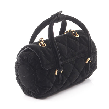 マトラッセ チェーンショルダーバッグ ベロア ブラック ゴールド金具 2WAY シャネル バッグ CHANEL