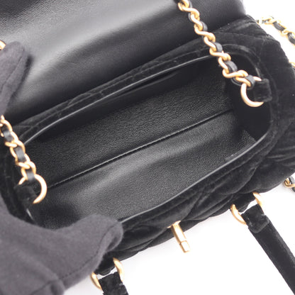 マトラッセ チェーンショルダーバッグ ベロア ブラック ゴールド金具 2WAY シャネル バッグ CHANEL