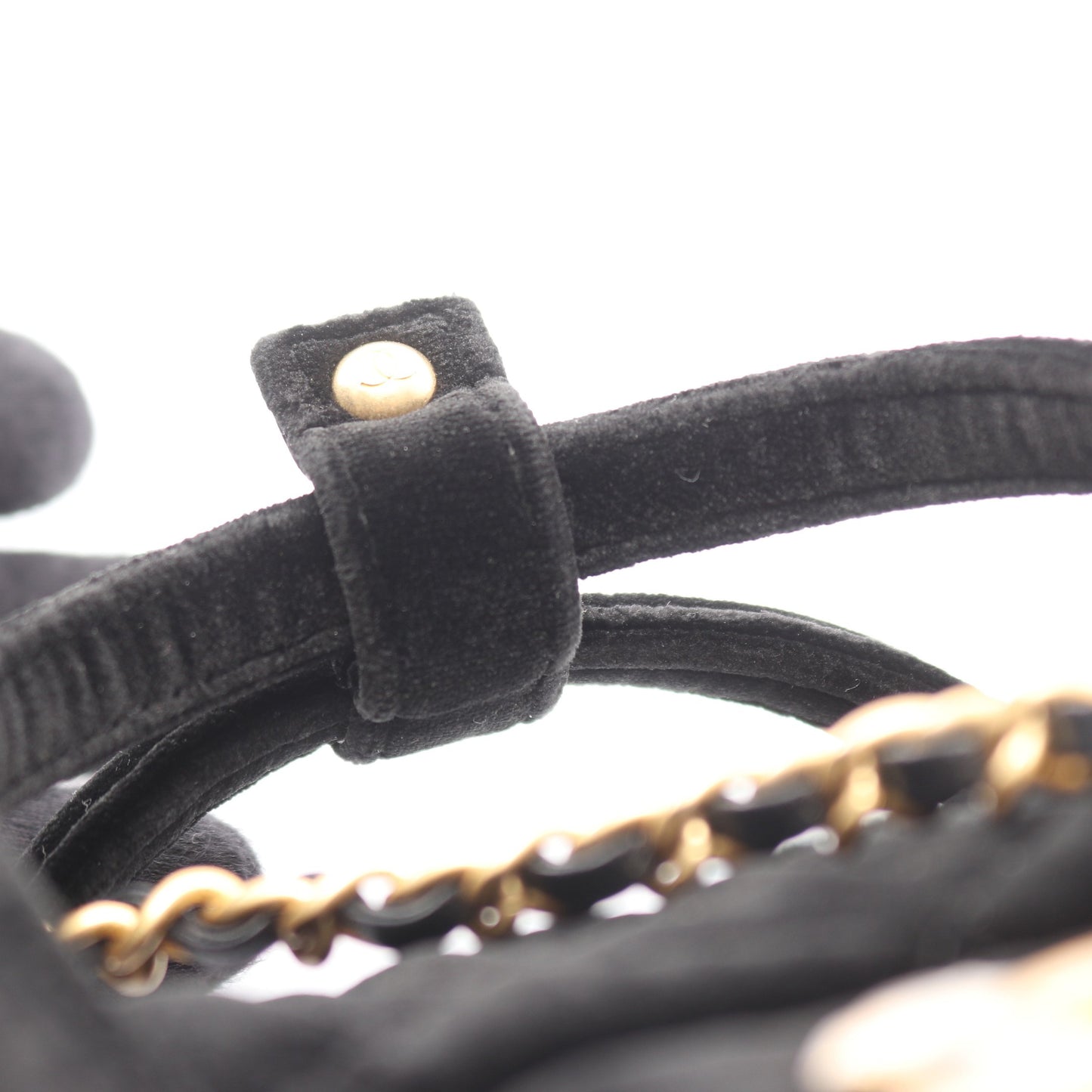 マトラッセ チェーンショルダーバッグ ベロア ブラック ゴールド金具 2WAY シャネル バッグ CHANEL