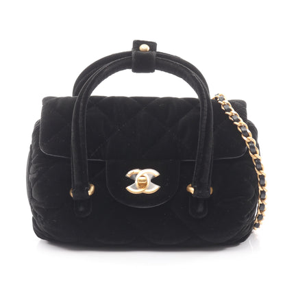 マトラッセ チェーンショルダーバッグ ベロア ブラック ゴールド金具 2WAY シャネル バッグ CHANEL