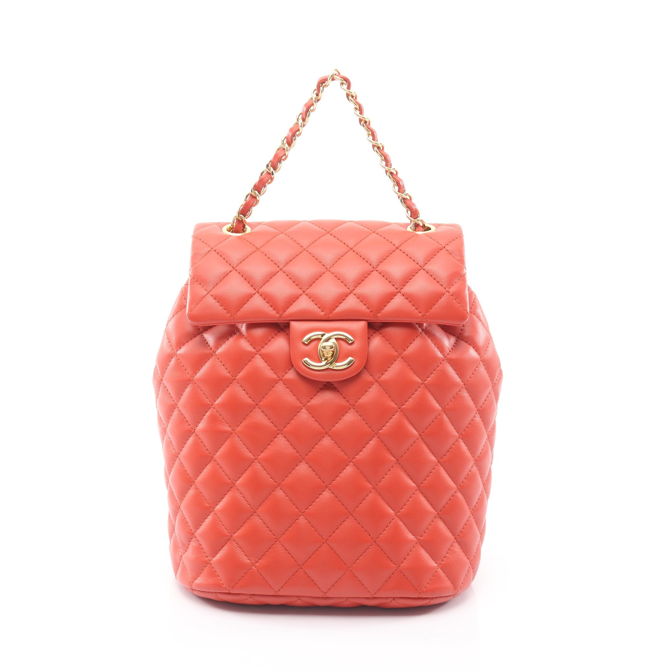 CHANEL シャネル　マトラッセ バックパック　リュック マトラッセ バックパック リュックサック レザー オレンジ ゴールド