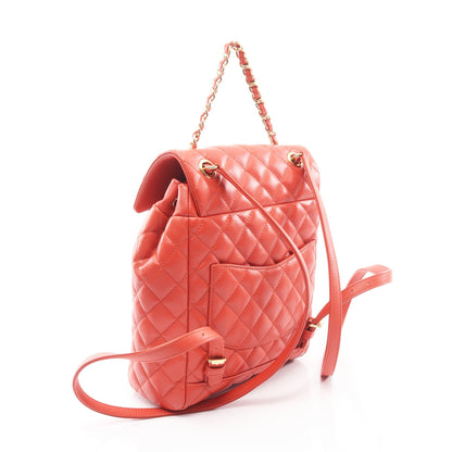 マトラッセ バックパック リュックサック レザー オレンジ ゴールド金具 シャネル バッグ CHANEL