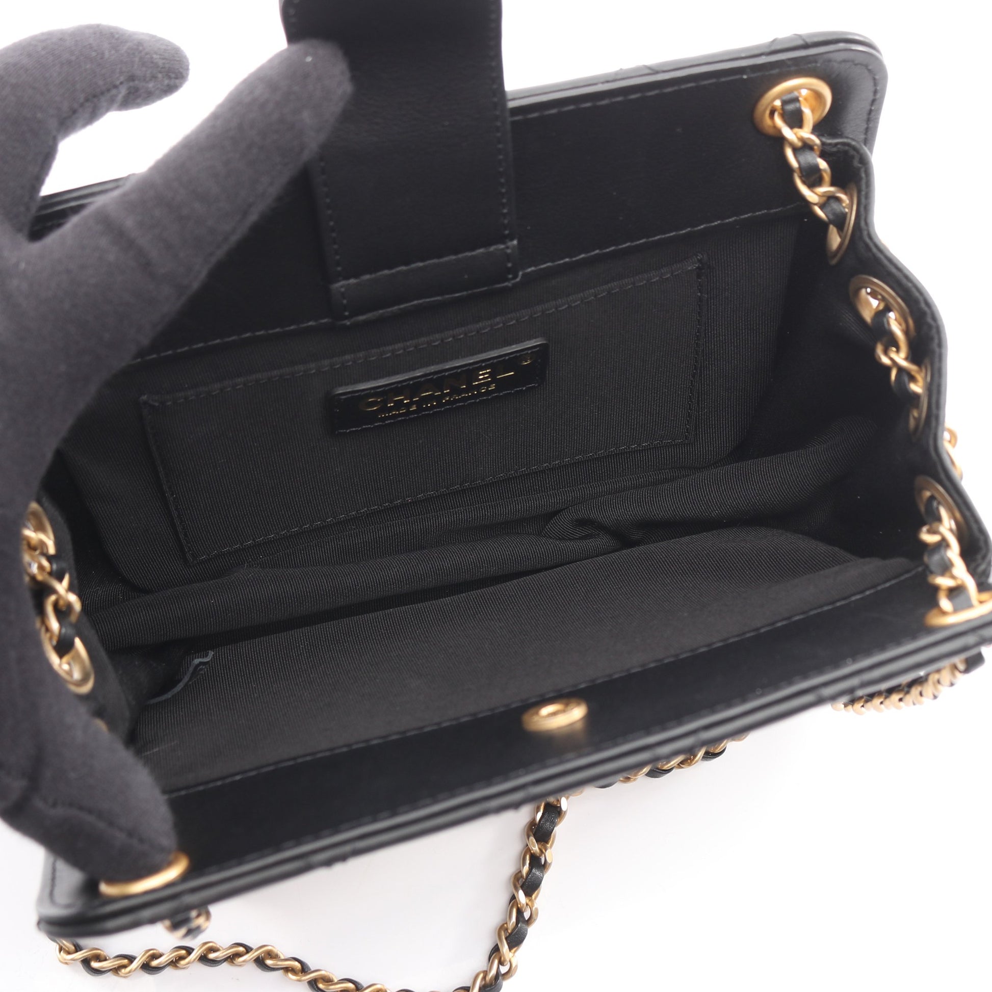 マトラッセ ココマーク チェーンショルダーバッグ ラムスキン ブラック ゴールド金具 シャネル バッグ CHANEL