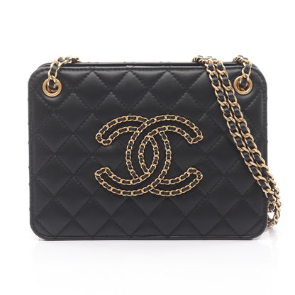 マトラッセ ココマーク チェーンショルダーバッグ ラムスキン ブラック ゴールド金具 シャネル バッグ CHANEL