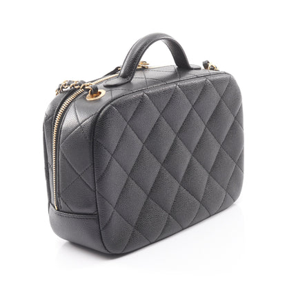 マトラッセ バニティバッグ チェーンショルダーバッグ キャビアスキン ブラック ゴールド金具 シャネル バッグ CHANEL