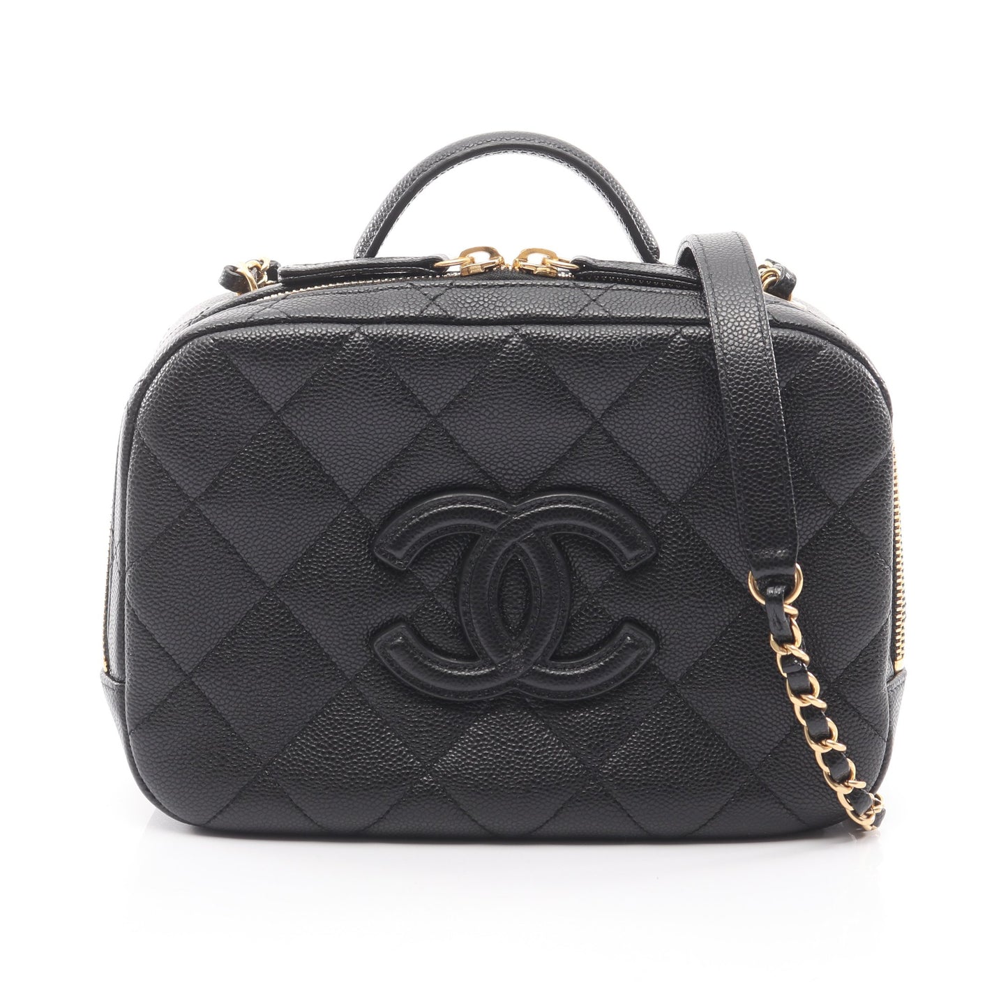 マトラッセ バニティバッグ チェーンショルダーバッグ キャビアスキン ブラック ゴールド金具 シャネル バッグ CHANEL