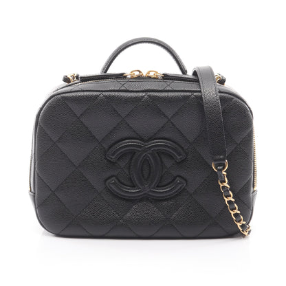 マトラッセ バニティバッグ チェーンショルダーバッグ キャビアスキン ブラック ゴールド金具 シャネル バッグ CHANEL