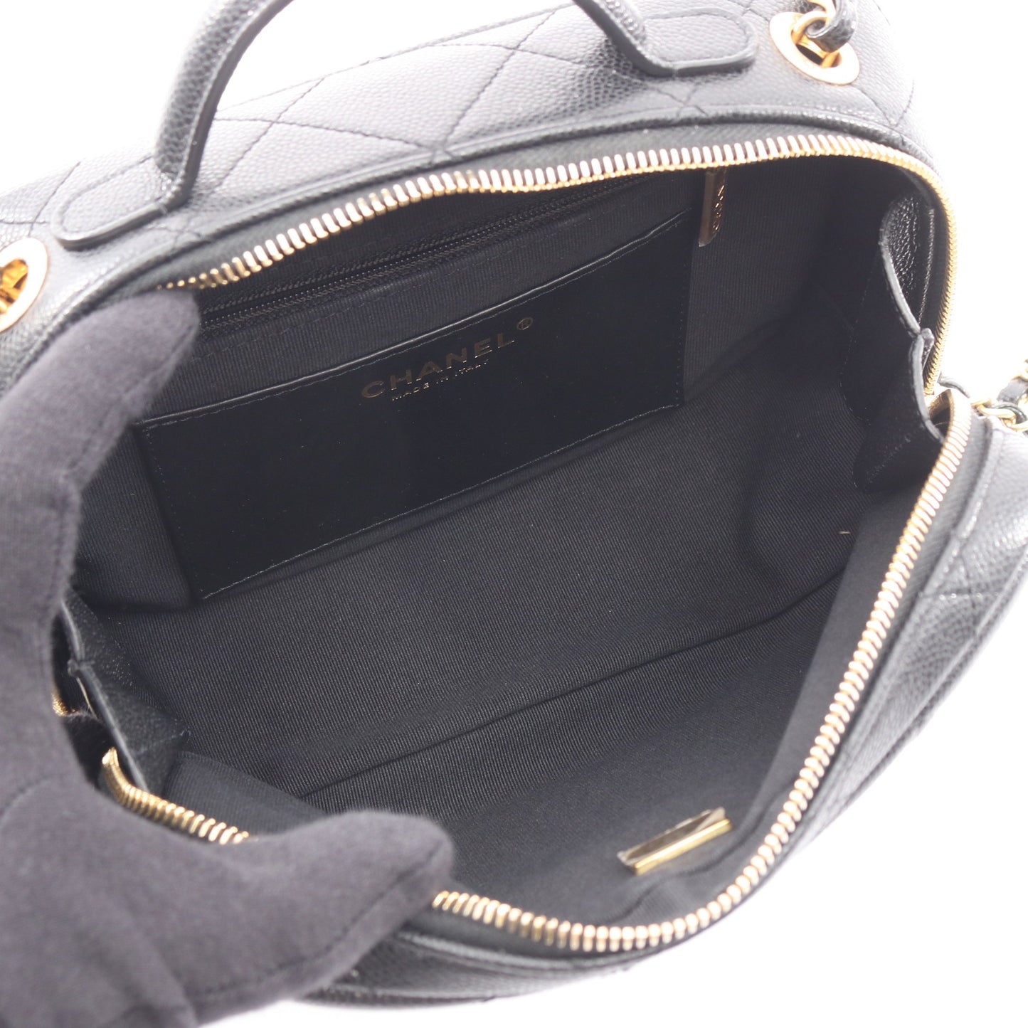 マトラッセ バニティバッグ チェーンショルダーバッグ キャビアスキン ブラック ゴールド金具 シャネル バッグ CHANEL