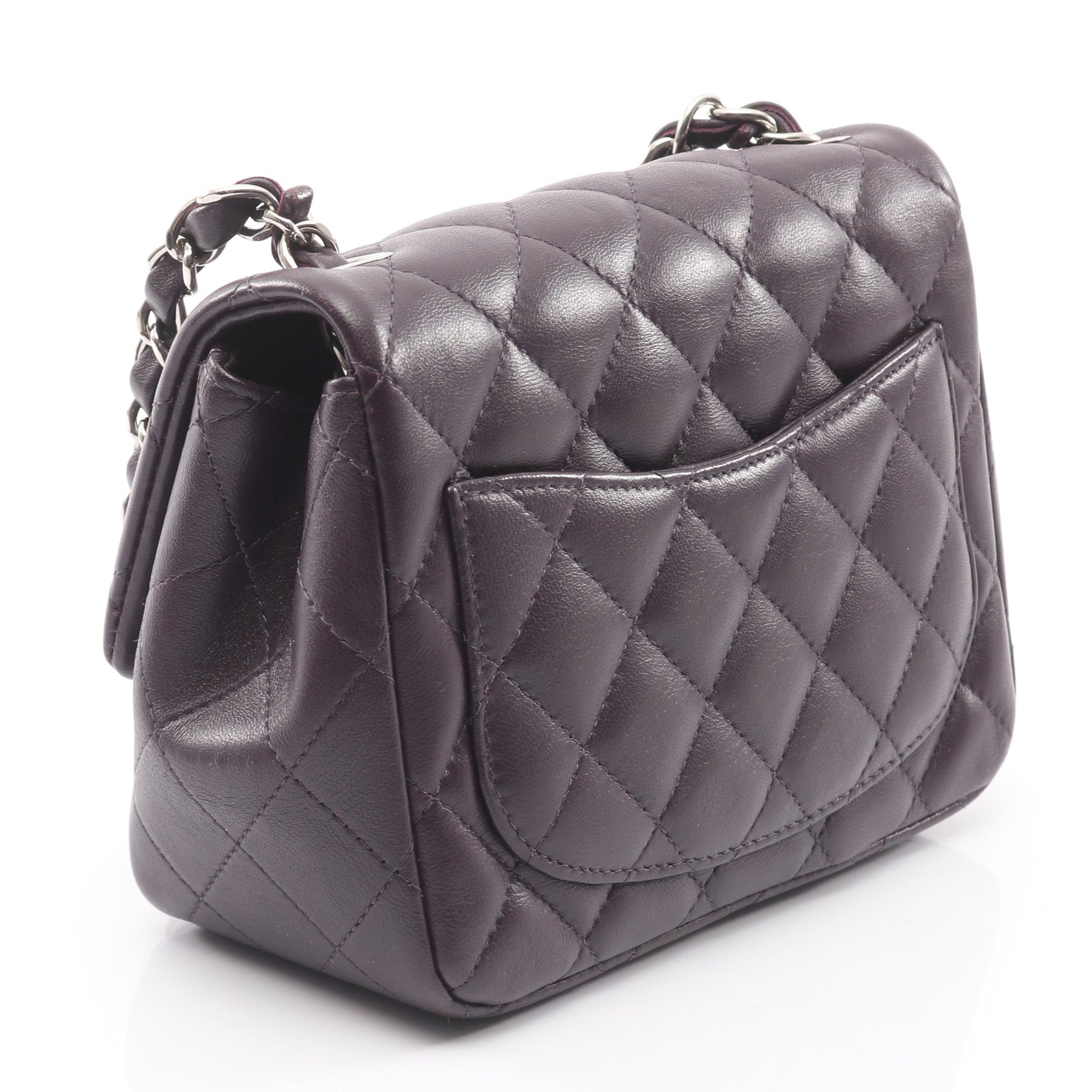 ミニマトラッセ チェーンショルダーバッグ ラムスキン ダークブラウン シルバー金具 シャネル バッグ CHANEL