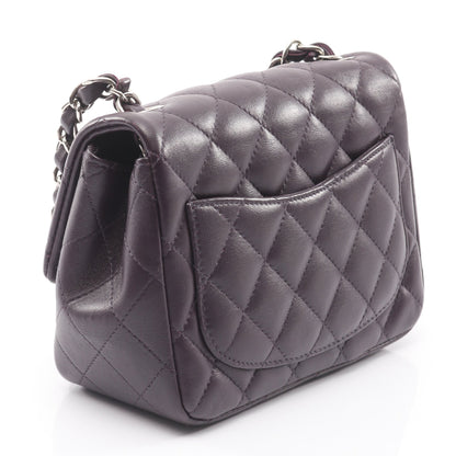 ミニマトラッセ チェーンショルダーバッグ ラムスキン ダークブラウン シルバー金具 シャネル バッグ CHANEL