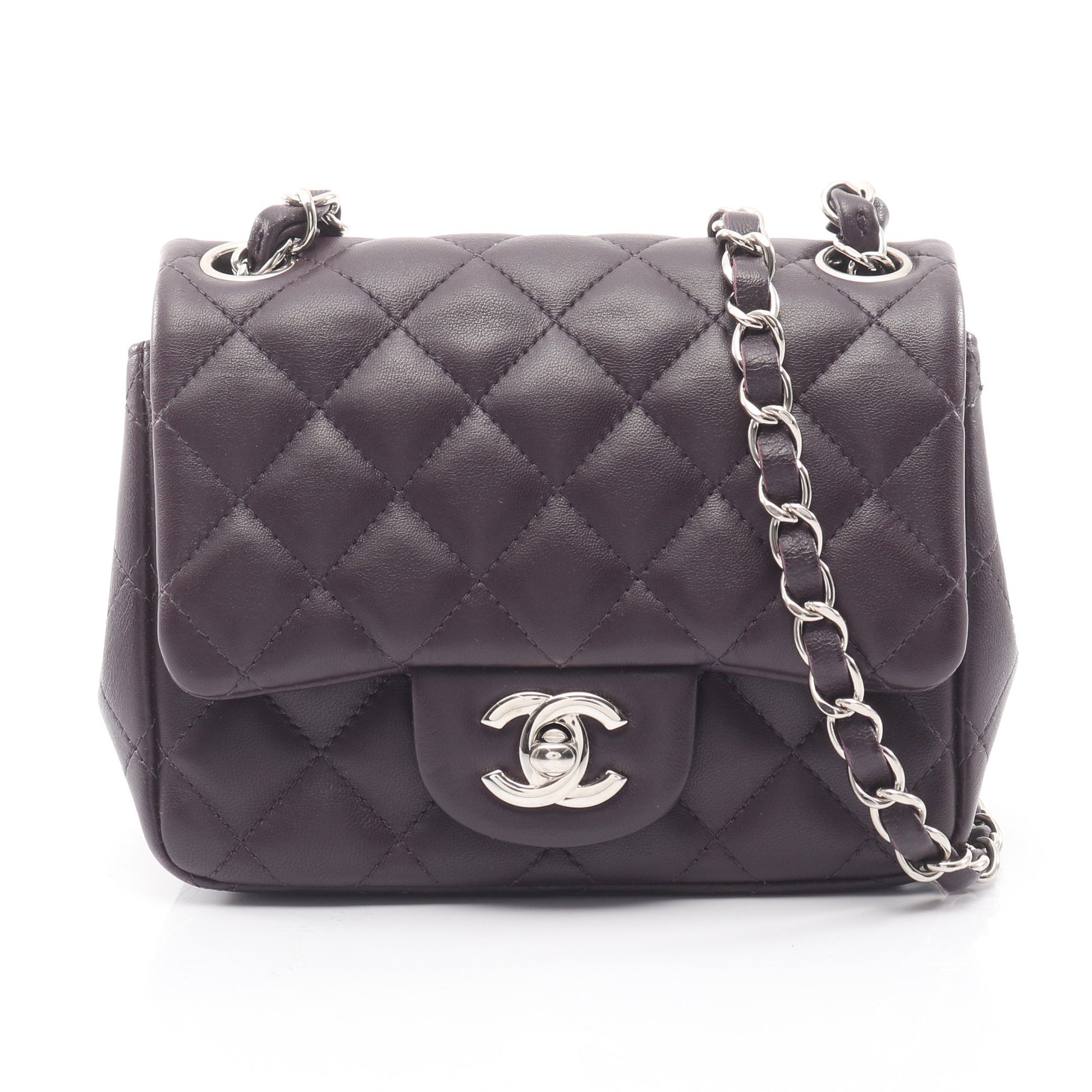 ミニマトラッセ チェーンショルダーバッグ ラムスキン ダークブラウン シルバー金具 シャネル バッグ CHANEL