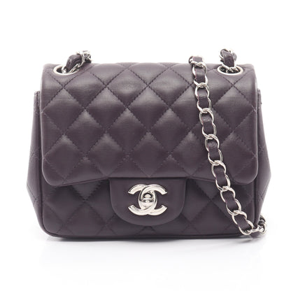 ミニマトラッセ チェーンショルダーバッグ ラムスキン ダークブラウン シルバー金具 シャネル バッグ CHANEL