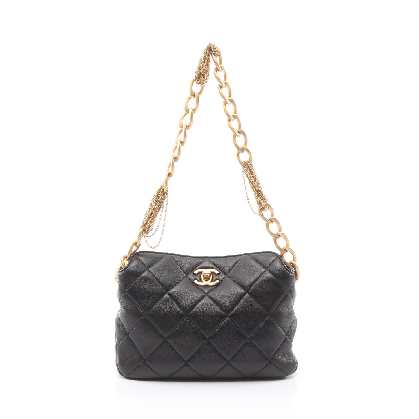 マトラッセ チェーンショルダーバッグ レザー ブラック ゴールド金具 シャネル バッグ CHANEL