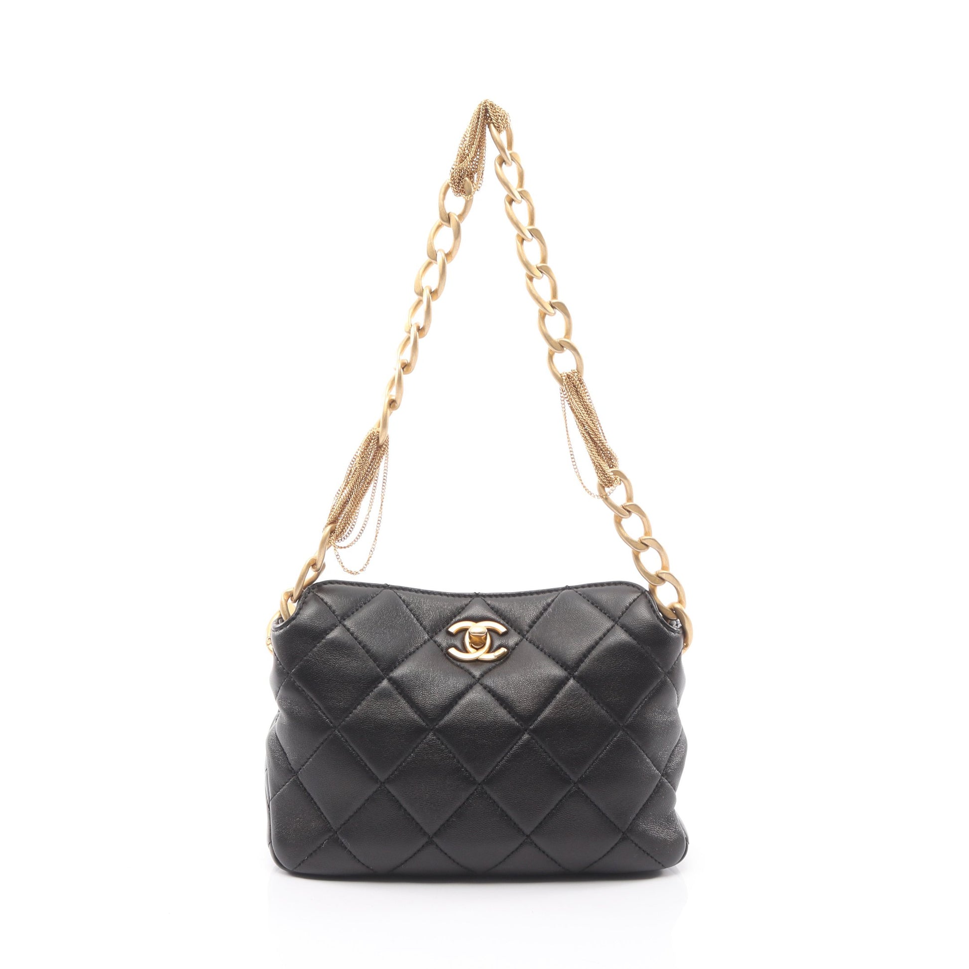 マトラッセ チェーンショルダーバッグ レザー ブラック ゴールド金具 シャネル バッグ CHANEL
